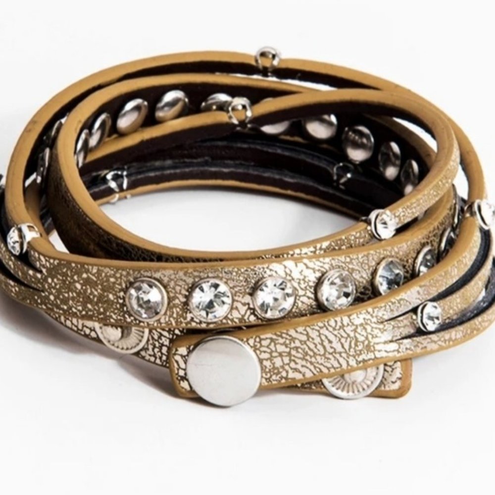 New: Made in the US. Crystal Studded Wrap Bracelet - Picture 2 of 5